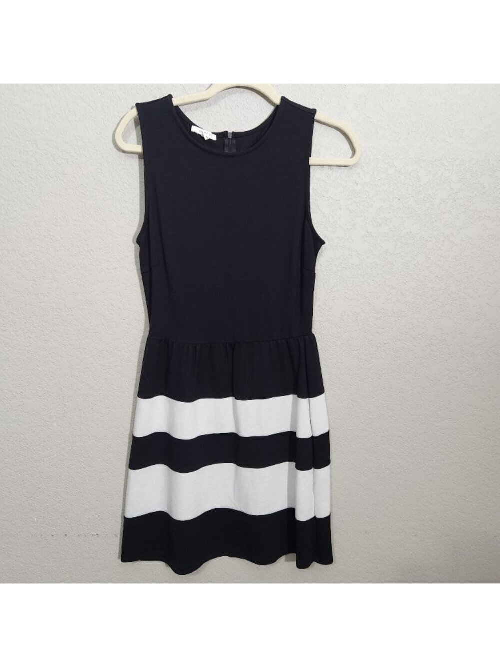 Maurices Dress Womens Small Sleeveless Striped Fit Flare Black White Old Money